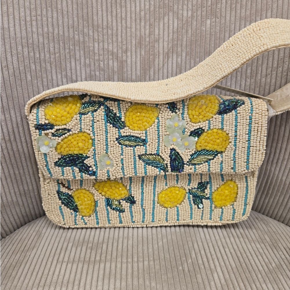 VIRAL Lemon Beaded Shoulder Bag